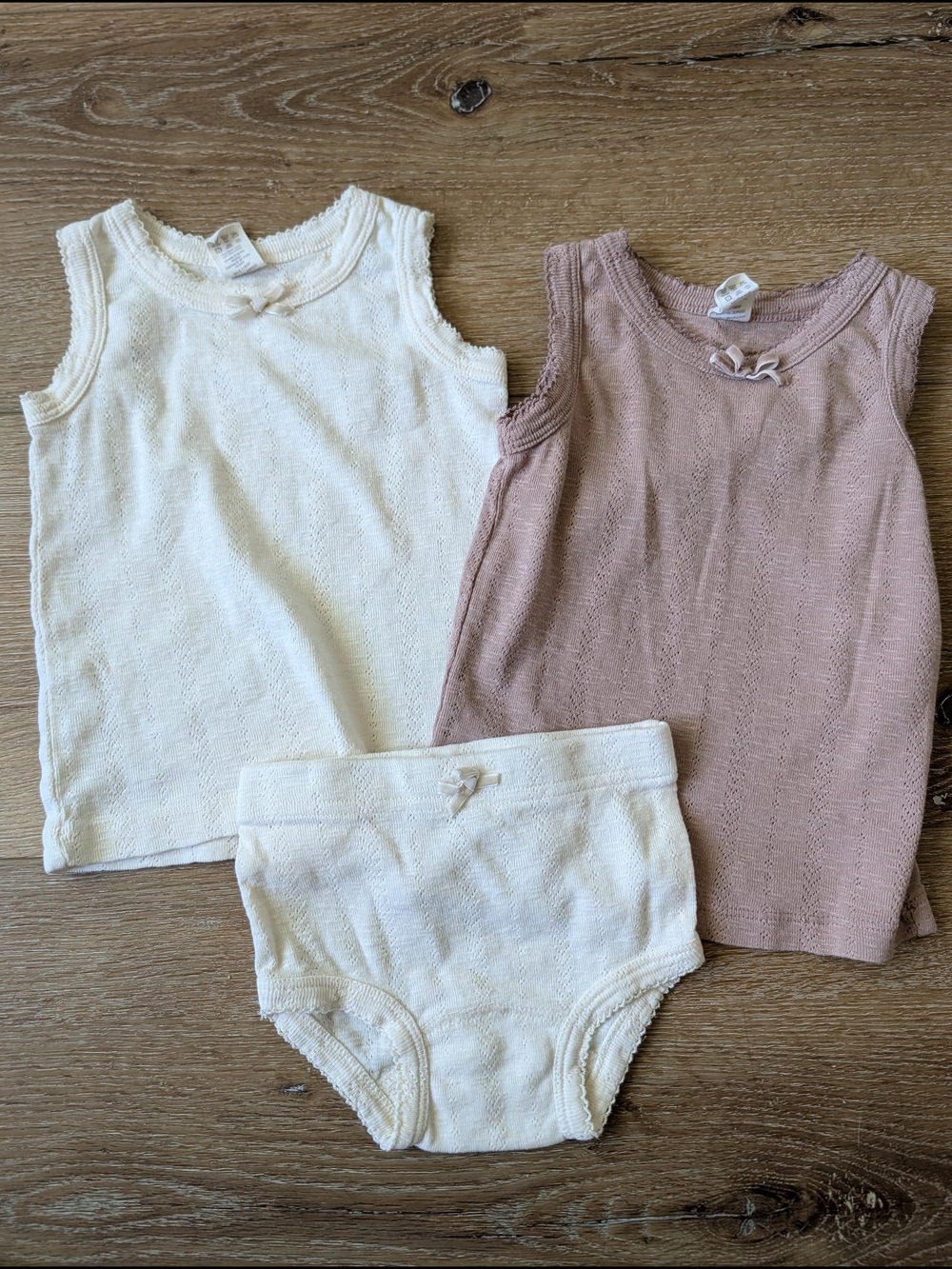 kate quinn Cream and Mauve Knit Tank & Bloomer Set 2t